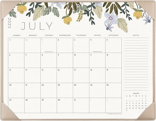 Desk Calendar 2025-2026 with Desktop Mat, Cabbrix Large Desk Pad Calendar 22 x 17 Inch Runs From July 2025 to December 2026, Floral Design Calendar 2025 for Home School and Office (Apricot)
