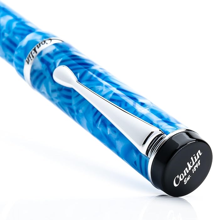 Conklin Duragraph Fountain Pen Ice Blue - Stub Nib, Premium Writing Instrument for Calligraphy & Signatures