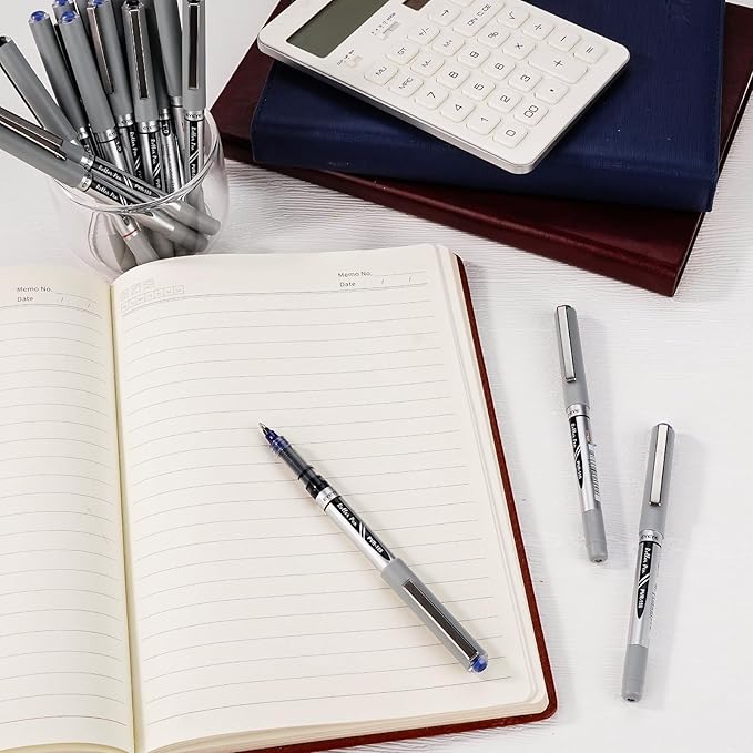 EYEYE Rollerball Pens Bold Point, 4 Black 4 Blue 1.0mm Liquid Ink Roller Ball Pen Quick Dry, Ink Pen Fine Point Smooth Writing Pens for Journaling, Note Taking, Office, School Supplies