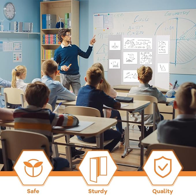 Ctosree 60 Pcs Tri Fold Display Board,36" x 48" Portable Lightweight Foldable Presentation Poster Board for Office Projects Exhibitions Workshops, White