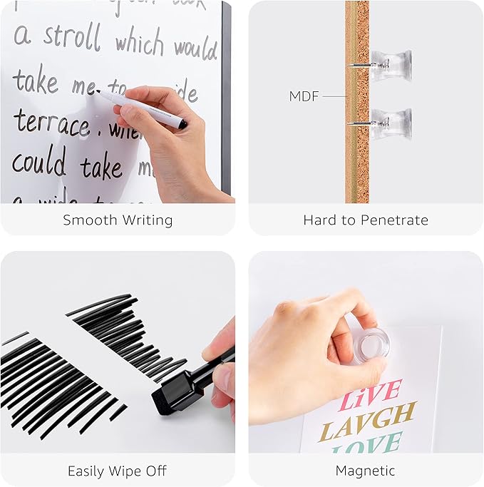 Amazon Basics Combo Magnetic Whiteboard&Cork Board for Home,Office and Classroom, Plastic/Aluminum Frame, White,Yellow, 17" x 23"