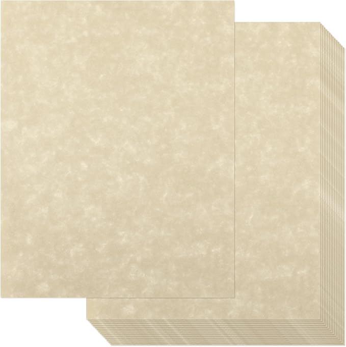 Epakh 200 Pcs Old Age Parchment Paper 8.5 x 11 Inch Standard Letter Vintage Colored Old Parchment Semblance Double Side Printing Paper (Fragrant Wood)