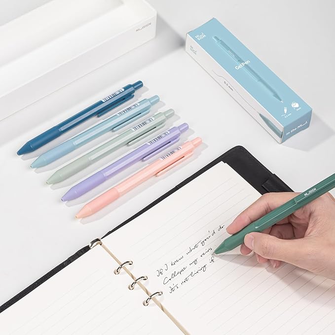 Gel Pens, 6 Pcs 0.5mm Black Ink Pens Fine Point Smooth Writing, High-End for Journaling Note Taking, Cute Office School Supplies Gifts for Adults