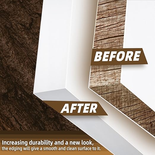 GSCIT Club White Melamine Edge Banding, 3/4 inch x 10ft, Hot Melt Adhesive Preglued, Flexible White Veneer Edging