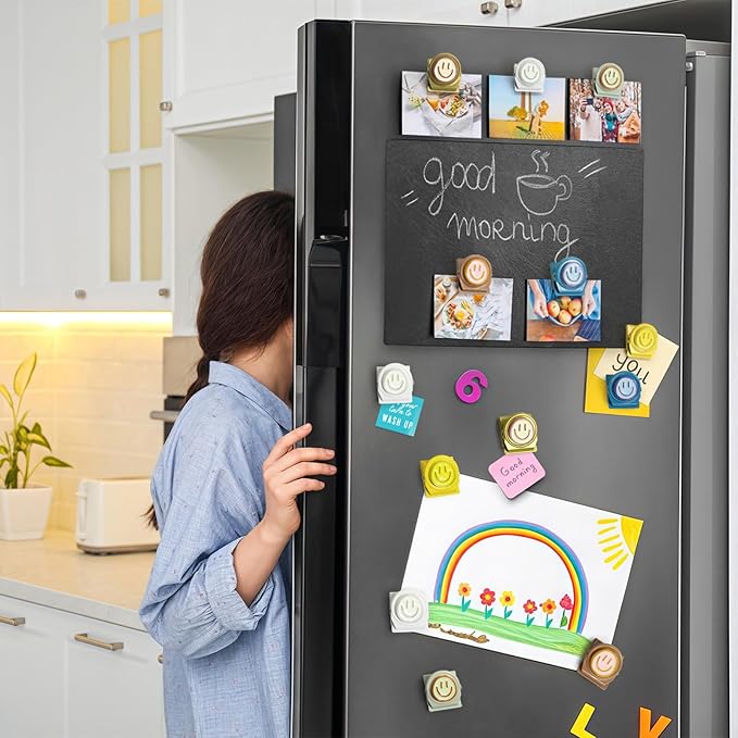 6Pcs Fridge Magnets Refrigerator Magnets, Neon Resin Happy Faces Magnetic Clips for Whiteboard Locker Classroom Magnets Teacher Must Haves School Supplies Accessories