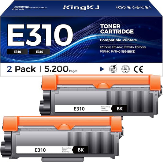 E310 E310dw Toner Cartridge Black 2-Pack High-Yield Replacement for Dell P7RMX PVTHG 593-BBKD Toner Compatible with Dell E310dw E514dw E515dn E515dw E310 E514 E515 Laser Printer Ink All-in-One Copier