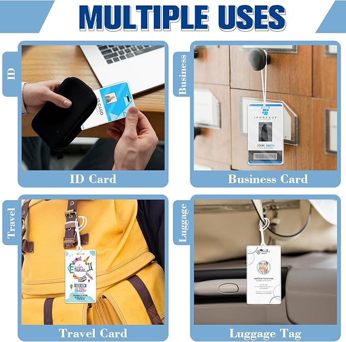 100 Pieces 10 Mil 2 1/2" x 4 1/4" Laminating Pouches with Slot Hole Printable Luggage Tags Clear Thermal Laminate Pouch Tags Kit Resealable for Work Permits Pass Cards Student ID Cards (100, 10 Mil)