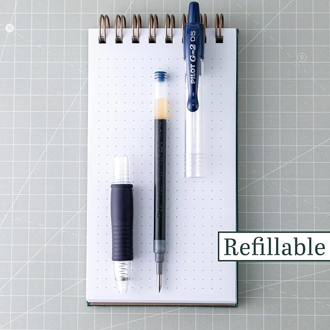 G2 Retractable Premium Gel Ink Roller Ball Pens Extra Fine Point (.5mm) Purple Ink 5 pack; Refillable & Premium Comfort Grip Bundle with Plastic Reusable Pouch