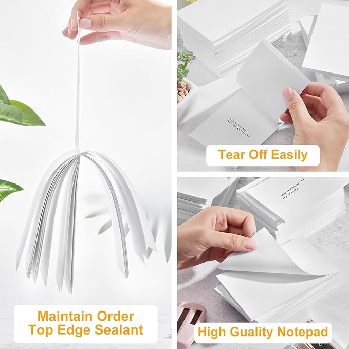 Fainne 3 x 5 Inch Paper Note Pads White Memo Pad Blank Writing Memo Scratch Paper for Waitress Waiter Book to Do Grocery List Small Notebook Restaurant Checkbook, White(200 Pack)