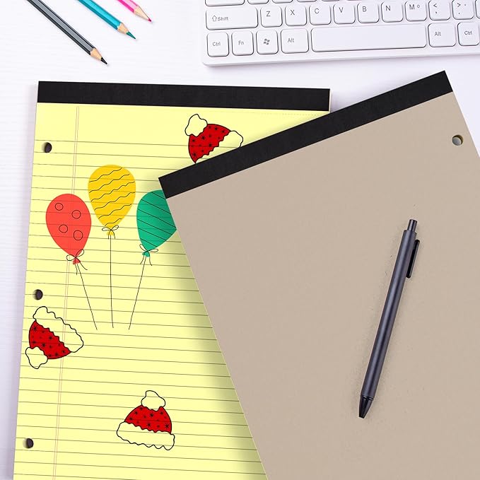 HAUTOCO 6 Pack 8.5 x 11 Legal Pads Colored Wide Ruled Notepads Perforated Writing Pads, 30 Sheets Per Notepad, 3-Hole Punched Paper, Writing Note Pads for School, Home, Office, Business