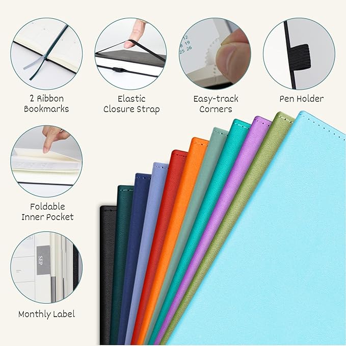 BEZEND Pocket Calendar 2026 Weekly and Monthly (3.5" x 6") Small Daily Planner for Purse (Jan-Dec) with Notes & Expenses, Inner Pocket, Pen Holder, Vegan Leather Hardcover - Dark Green