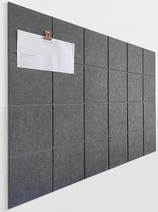 Cork Board 24 x36 Alternative - 6 Pack Felt Wall Tiles with Safe Removable Adhesive Tabs, Cork Boards for Walls Cork Board for Home Office Pin Board Tack Board - Gray