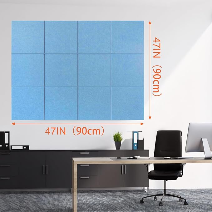 Cork Boards for Walls 48" x 36" Felt Board Alternative, 12 Pack Felt Wall Tiles Bulletin Board, Large Cork Board for Office Pin Board Tack Board Cork Boards