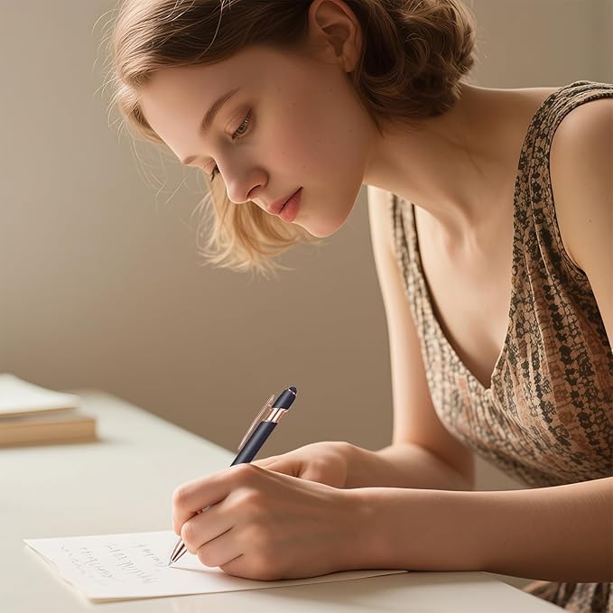 12-960 Custom Pens, personalized text and logo design, black ink, with touch pen tip, ideal for business, graduation gifts, and various events.