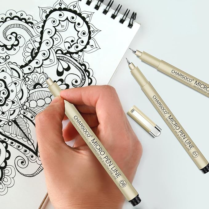 02 Micro Pen, Black Fine Point Pen with Waterproof Archival Ink, 0.28mm Fineliner Ink Pens for Artist Illustration, Sketching, Anime, Manga, Technical Drawing and Scrapbooking