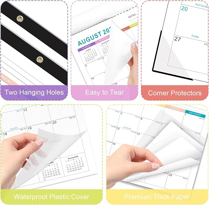 Gannyfer Calendar 2025-2026, Fridge Calendar Magnet, 18 Monthly Small Yearly Desk/Wall Calendar, July 2025 - Dec 2026, 14" x 11", with Plastic Cover Corner Protectors Hanging String, Organizers for Office, Home and School (3 Sticker)