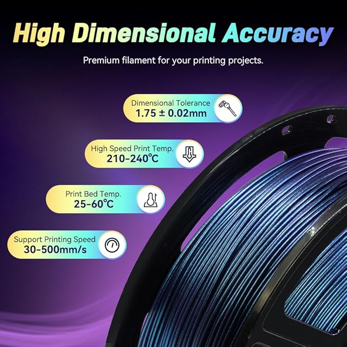 FLASHFORGE Chameleon Gradient Rapid PLA Filament Burnt Titanium & Nebula Purple, High Flow Speedy Filament 1.75mm Max 500mm/s Fast Printing, Displays Shimmering Effects from Various Angles and Light