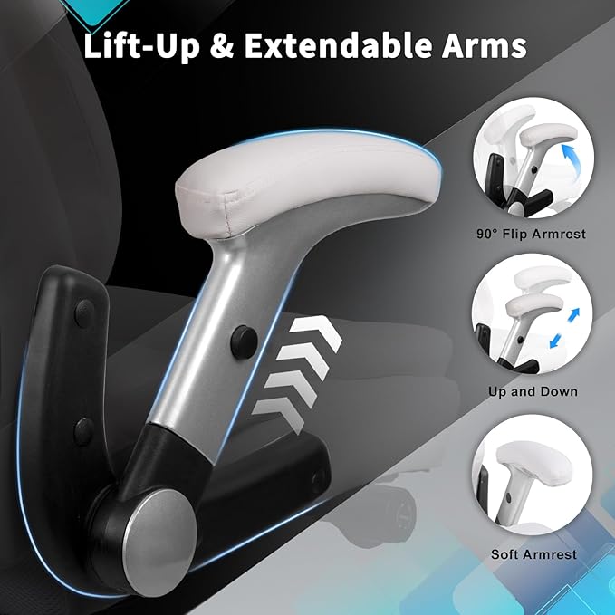 Big and Tall Office Chair 600lbs, Ergonomic Heavy Duty Executive Office Chair, High Back Office Leather Chair with Adjustable Armrests and Lumbar Support, White Big Tall Chair for Heavy People