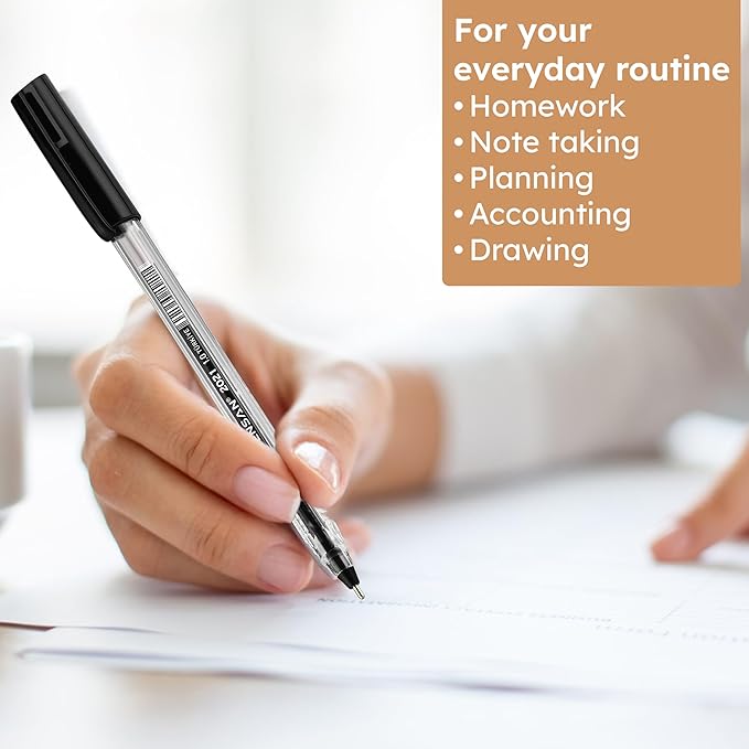 Black Ballpoint Pens,1.0 mm Medium Point, Black Pens, Ergonomic Triangle Grip, Smooth Writing, 300-Count Pack of Bulk Pens