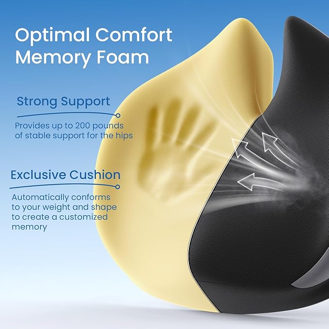 Benazcap Large Seat Cushion for Office Chair Memory Foam Coccyx Pain Relief Cushion Pillow for Back Support Non-Slip Seat Pad