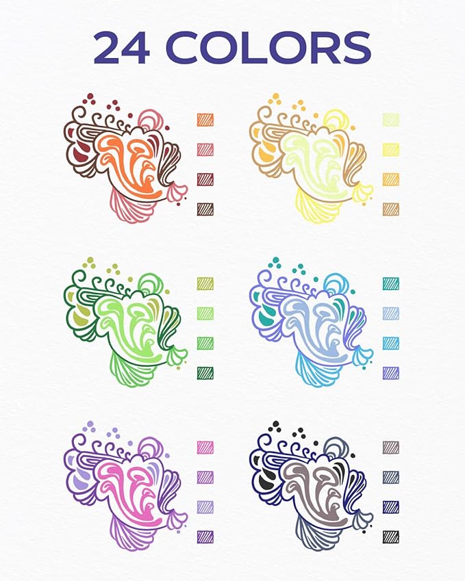 Four Candies Quick Dry Ink Colored Pens Set, 24 Colors Retractable Gel Pen, 0.7mm Fine Point Colorful Pens for Note Taking & Drawing, Colored Gel Pens with Comfort Grip for Office, School & Home