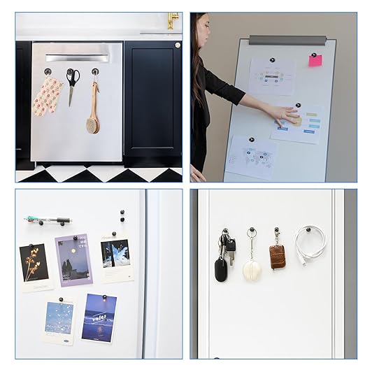 30 Pack Strong Fridge Magnets Refrigerator Magnets for Whiteboard Small Magnets Push Pin Tiny Magnetic Neodymium for Office Classroom Kitchen Home Black