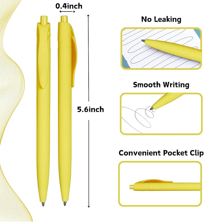 BallPoint Pens, 100 Pack (BLACK Ink),Bulk Pens, Yellow Barrel,Click Pens for Office Home and School, Retractable Ballpoint Pens, Medium Point, 1.00MM (Yellow)