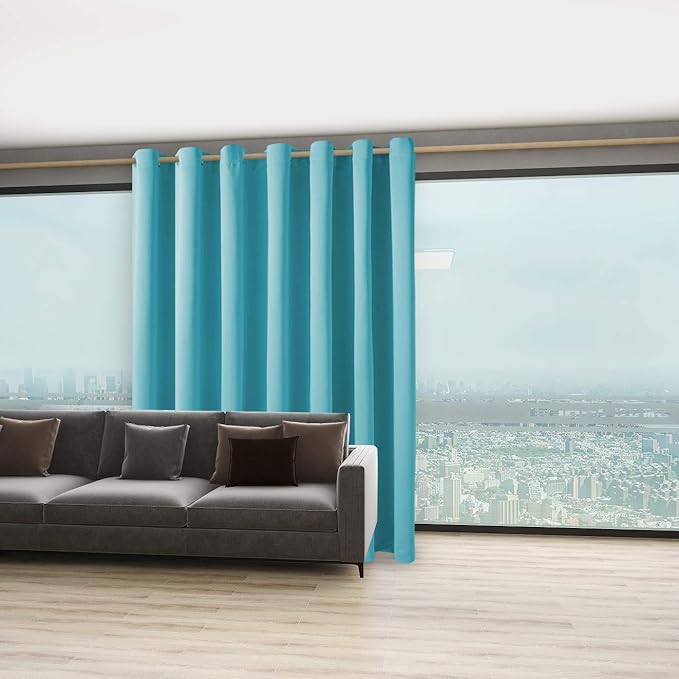 BONZER Extra Wide Room Divider Curtain Total Privacy Wall Noise Reducing Blackout Curtains for Apartment, Studio, 96L x 120W Inch (8L x 10W ft), 1 Panel, Teal