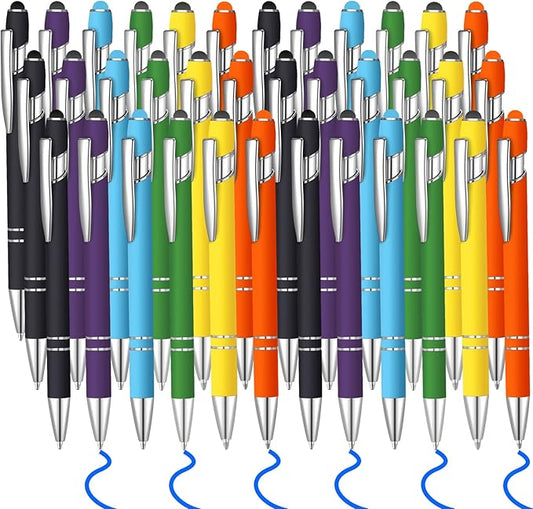 36 Pcs Blue Ink Ballpoint Pen with Stylus 2 in 1 Ballpoint Pen for Touch Screens School Office Coworkers (Multicolor)