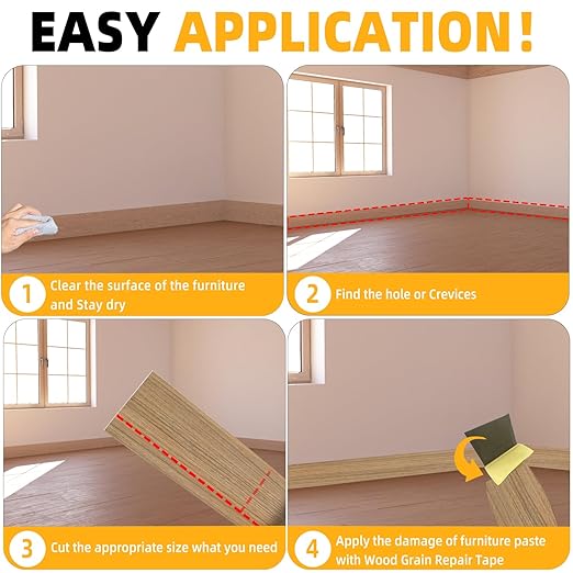 GSCIT Club Natural Walnut Wallpaper, 24 inch X 15ft Self Adhesive Wood Grain Repair Tape Patch for Tables, Chairs, Baseboards, Doors, Windows, Floors, Handicraft DIY.