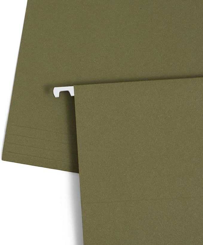 Blue Summit Supplies Hanging File Folders, 75 Pack, Reinforced Hanging Folders Letter Size, Standard File Folders for Filing Cabinet, Hanging File Organizer, Green