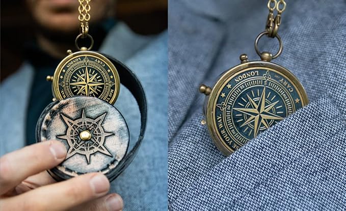 Handmade Antique Vintage Brass Compass | Exquisite Nautical Compass | Home Decor | Pocket Compass Gift for Every Occasion | Super7One