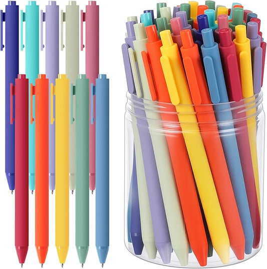 Crtiin 50 Pcs Gel Ink Pens Bulk Black Ink, Smooth Writing Cute Colorful Pens for Back to School First Day of School Teacher Student Server Office Supplies Staff Party Favor Gifts (Rainbow Colors)