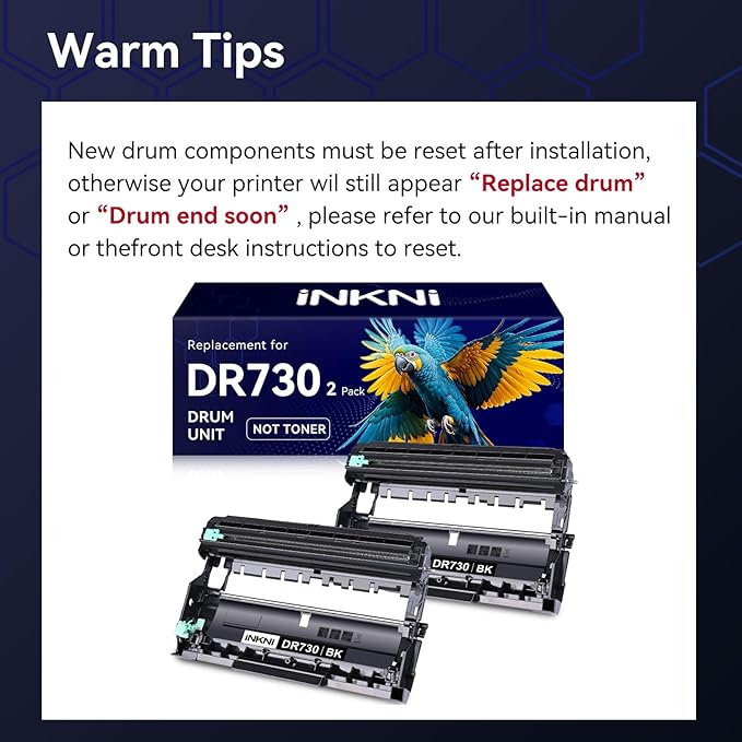 Compatible DR730 Drum Unit Replacement for Brother DR-730 TN760 Toner Compatible with MFC-L2710DW MFC-L2750DW HL-L2395DW HL-L2370DW HL-L2350DW HL-L2390DW DCP-L2550DW Printer (2 Pack, NOT Toner)