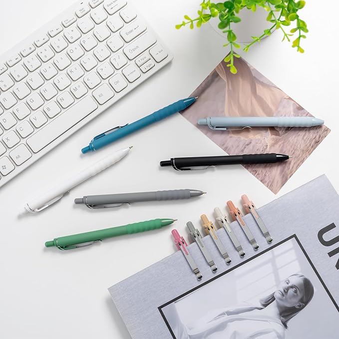 Ballpoint Pens Black Ink Ball Point Pen with Super Soft Grip Medium Point 1.0mm Office Pens (Silver 12-count)