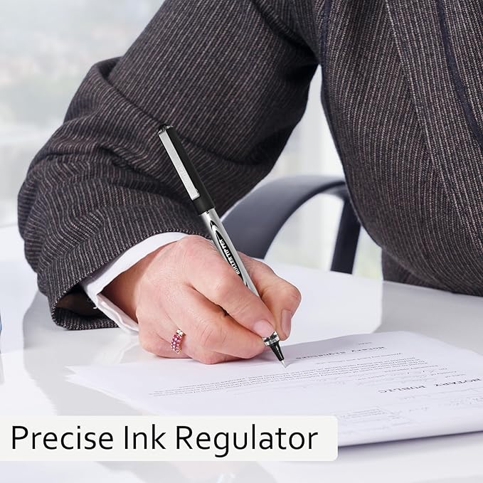 Beieverluck 60 Pieces Roller Ball Pens Black Liquid Ink Rollerball Pens 0.5mm Fine Point Smooth Writing Pens for Writing Journaling Taking Notes School Office