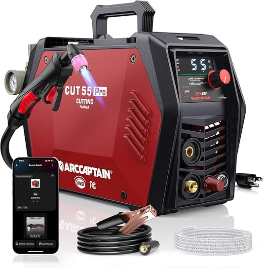 ARCCAPTAIN iControl Cut55 Pro Plasma Cutter, [APP Control] 55 Amp Non-Touch Pilot Arc 120V/240V Plasma Cutter Machine, Large LED Display and 2T/4T, 3/4 inch Maximum Cut, DC Inverter IGBT