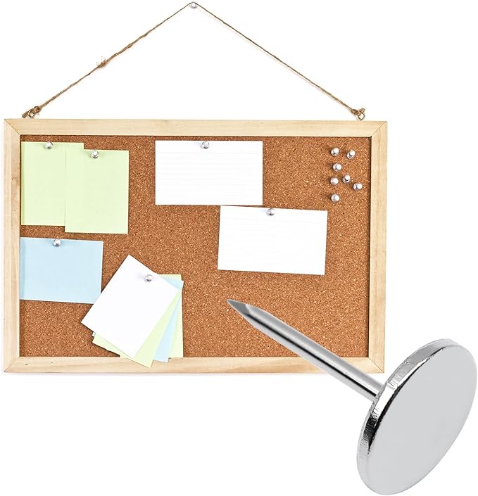 100Pcs Flat Head Upholstery Tacks Home Furniture Decor Tack Upholstery Nails Flat Push Pins Flat Thumb Tacks Silver (19mmx22mm)