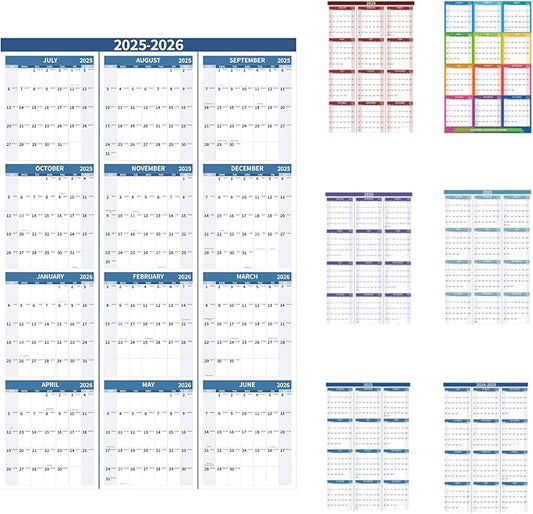 2025-2026 Wall Calendar 34.8" x 22.8" Large Vertical Yearly Wall Hanging Calenda with Julian Date from July 2025 to June 2026 Thick Paper Calendar 12 Month Annual Planner for Office Fridge(Grayish Blue)