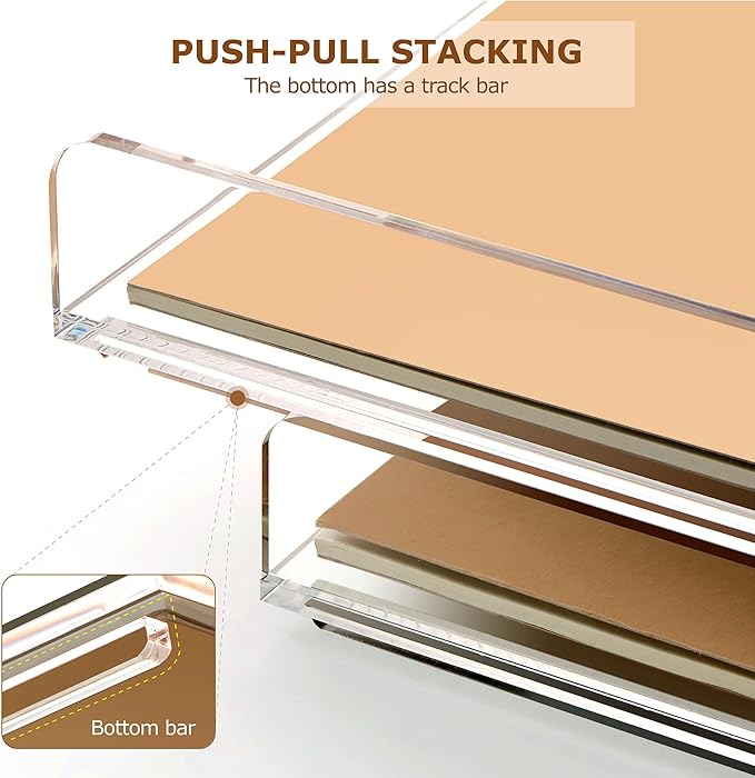 2 Pack- Stackable Paper Letter Tray, A4 File Tray Desk Organizer, Acrylic Desk Organizers and Accessories Sorter, Clear Workspace Office Supplies Organizers, 12.4inx8.86inx3.46in