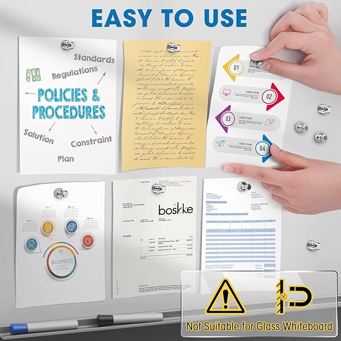 Grtard 16 Pack Magnetic Push Pins, Fridge Magnets for Whiteboard, Whiteboard Magnets Refrigerator Magnets, Small and Strong Push Pin Magnet for Office, School, Locker, and Map Magnet