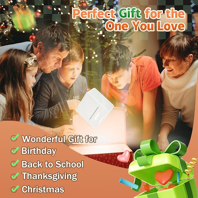 iDPRT Mini Printer with 1 Roll Sticker Paper, Portable Sticker Maker Machine Efficiently and Quickly, Thermal Printer for Study Notes, Pictures, DIY, Label, Free App with Multiple Templates, Gray