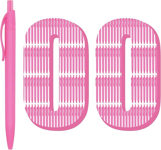 Deegtran Pens Bulk, 100 Pack No Bleed Pink Barrel Click Pens, Medium Point, Smooth Ink, 1.0MM Black Ink