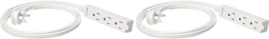 Amazon Basics Rectangular Indoor Extension Cord Power Strip, 3-Prong, Flat Plug, Grounded - 13 Amps, 1625 Watts, 125 VAC - 2-Pack, 6 ft, White