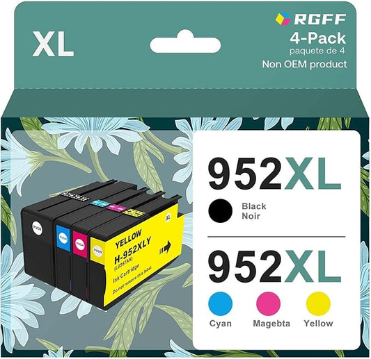 Black High-Yield Ink Cartridge Replacement for HP 952 XL Ink Cartridges Use with Officejet Pro 7740 8210 8710 8720 8740 8715 7720 8725 8730 8216 (4 Packs)