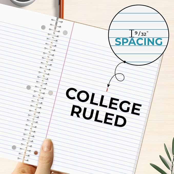 Bulk Spiral Notebook 24 Pack, 5 Subject, 300 Pages/Book (150 Sheets), 8 x 10-1/2, College Ruled, School & Office Spiral Notebooks, Back to School Notebook Journal, Soft Cover, Assorted Colors