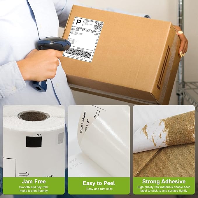 Compatible Shipping Labels Replacement for DK-1202 (2.4" x 3.9"), Use with Brother QL Label Printers (12 Rolls + 1 Reusable Cartridges, 300 Labels/Roll)