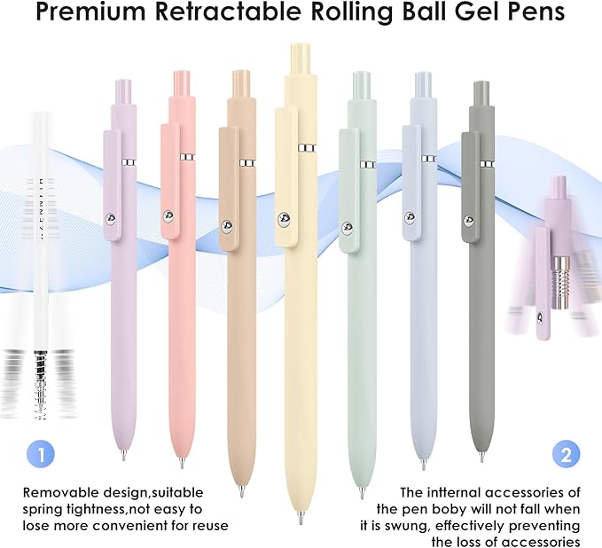 Donyang Gel Pens, 7pcs 0.5mm Cute Black Ink Fine Point Pens With Smooth Writing, Quick Dry Pen For Journaling, Teacher Work Desk Accessories Office School Supplies for Men Women Student (Morandi)