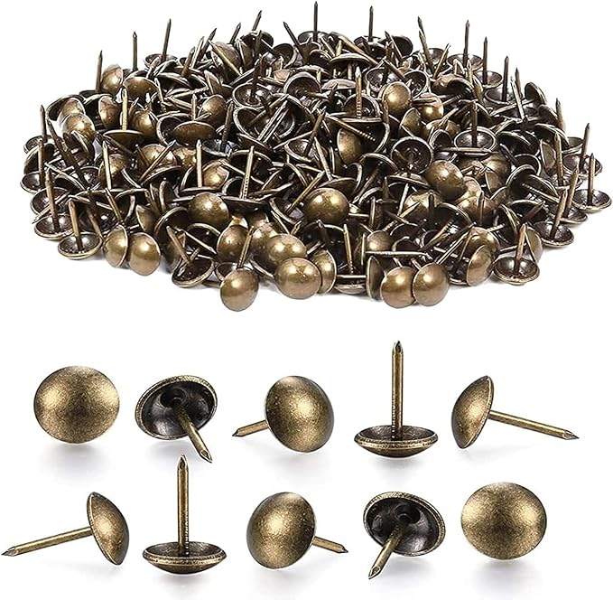 500Pcs Upholstery Tacks, BetterJonny Decorative Furniture Nails Pins 17X11MM Bronze Metal Thumb Tacks for Upholstered Furniture Cork Board, Home Decor