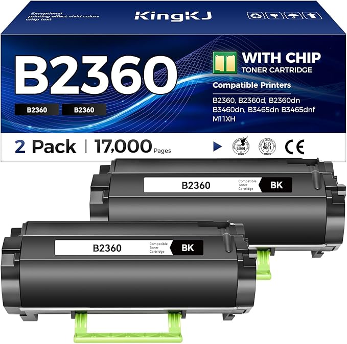 B2360 M11XH Toner Cartridge with chip Black 2-Pack High-Yield Replacement for Dell 331-9805 Toner Compatible with Dell B2360 B2360d B2360dn B3460dn B3465dn B3465dnf Laser Printer Ink All-in-One Copier